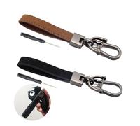 2PCS Car Keychain, Black and Brown Leather Wristlet Keychain Zinc Alloy Key Fob Keychain with 360°Rotatable Swivel Anti-Lost D-Ring Keyring and 1 Screwdriver Premium Lightweight Keychain Strap