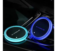 2PCS Car LED with Logo Coaster, FOR Evoque Auto Drink Cup Holder Non-Slip Mat USB Insert Charging Atmosphere Light Cup Mat