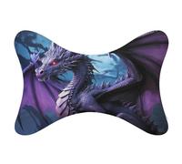 2Pcs Car Neck Pillow Ultra Comfortable Soft Car Headrest Pillow Purple Dragon Purple Moon Car Seat Pillow Head Rest Cushion Universal Breathable Removable Headrest Pillow for Driving, Traveling, Home