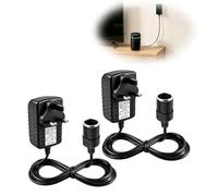 2PCS Car Plug Adapter 240V 2A AC to 12V DC UK Socket 3Pin Maximum Power 24W