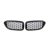 2PCS Car Racing Grill Meteor Diamond Star Style Front Kidney Grille Bumper Compatible With BMW 5 Series G30 G31 G38 520i 530i 540i 2018 2019(Black Silver)