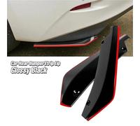2Pcs Car Rear Bumper Strip Lip Spoiler Diffuser Splitter Scratch Protector Winglets Side Skirt Extension Universal Auto Parts(Shiny black red)