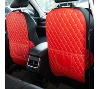 2Pcs Car Seat Back Anti Kick Mat Leather for Kia Seltos 2019-2020 2021 2022 2023 2024 2025 SP, Scratchproof Resistance Durable Back Seat Kick Pad for Kids Child, D-Red-2pcs