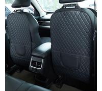 2Pcs Car Seat Back Anti Kick Mat Leather for Kia Seltos 2019-2020 2021 2022 2023 2024 2025 SP, Scratchproof Resistance Durable Back Seat Kick Pad for Kids Child,A-Black-2pcs