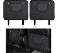 2pcs Car Seat Back Anti Kick Pad for Audi a6 Quattro a6 s-line a7 a7 sportback, Leather Seat Backrest Protector With Pocket Stain Waterproof,A-Black