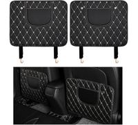 2pcs Car Seat Back Anti Kick Pad for Seat Cupra Formentor 1.5 TSI Act, Leather Seat Backrest Protector With Pocket Stain Waterproof,C-Black-Beige