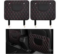 2pcs Car Seat Back Anti Kick Pad for Seat Cupra Formentor 1.5 TSI Act, Leather Seat Backrest Protector With Pocket Stain Waterproof,B-Black-Red