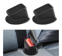 2PCS Car Seat Belt Buckle Holder,Silicone Auto Seatbelt Buckle Booster,Seat Belt Buckle Guard Cover,Seat Belt Locking Clip,Car Seat Strap Holder Upright Your Seat Belt Receiver for Easy Access (Black)