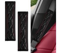 2PCS Car Seat Belt Cover Pad,Soft Leather Seatbelt Covers for Car,Seatbelt Shoulder Strap Protector,Vehicle Shoulder Pad Cushions,Universal Auto Safe Belt Harness Cushion Pad for Kids (Black)