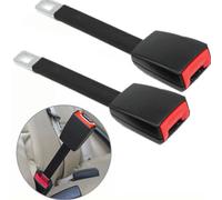 2Pcs Car Seat Belt Extension Clips - 25cm Universal Buckle Extenders, Black, High-Strength Stainless Steel, One-Button Install