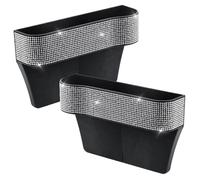 2Pcs Car Seat Gap Filler Organizer Bling Bling Car Seat Organizer Console Storage with Crystal Rhinestones Diamond