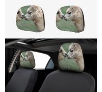 2pcs Car Seat Headrest Cover Alpacas Love Kiss Breathable Universal Stretch Elastic Car Head Rest Cover Protector 26 X 28 Cm/10.2 X 11 Inches