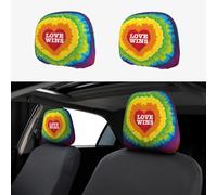2pcs Car Seat Headrest Cover Colorful Love Diagram Breathable Universal Stretch Elastic Car Head Rest Cover Protector 26 X 28 Cm/10.2 X 11 Inches