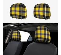 2pcs Car Seat Headrest Cover Cornish Yellow Tartan Breathable Universal Stretch Elastic Car Head Rest Cover Protector 26 X 28 Cm/10.2 X 11 Inches