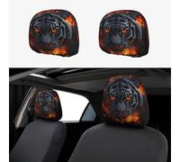 2pcs Car Seat Headrest Cover Fierce Tiger Breathable Universal Stretch Elastic Car Head Rest Cover Protector 26 X 28 Cm/10.2 X 11 Inches