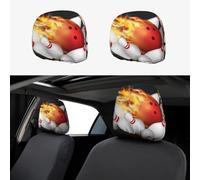 2pcs Car Seat Headrest Cover Fire Bowling Ball Breathable Universal Stretch Elastic Car Head Rest Cover Protector 26 X 28 Cm/10.2 X 11 Inches