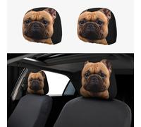 2pcs Car Seat Headrest Cover French Bulldogs Breathable Universal Stretch Elastic Car Head Rest Cover Protector 26 X 28 Cm/10.2 X 11 Inches