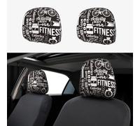 2pcs Car Seat Headrest Cover Healthy Life Fitness Love Breathable Universal Stretch Elastic Car Head Rest Cover Protector 26 X 28 Cm/10.2 X 11 Inches