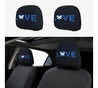 2pcs Car Seat Headrest Cover Love Scotland Heart Breathable Universal Stretch Elastic Car Head Rest Cover Protector 26 X 28 Cm/10.2 X 11 Inches