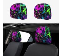 2pcs Car Seat Headrest Cover Paint Splash Breathable Universal Stretch Elastic Car Head Rest Cover Protector 26 X 28 Cm/10.2 X 11 Inches