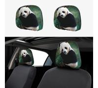 2pcs Car Seat Headrest Cover Panda 3 Breathable Universal Stretch Elastic Car Head Rest Cover Protector 26 X 28 Cm/10.2 X 11 Inches