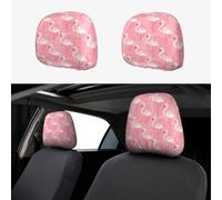2pcs Car Seat Headrest Cover Pink Flamingos Breathable Universal Stretch Elastic Car Head Rest Cover Protector 26 X 28 Cm/10.2 X 11 Inches