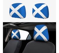 2pcs Car Seat Headrest Cover Scottish Flag Of Scotland Breathable Universal Stretch Elastic Car Head Rest Cover Protector 26 X 28 Cm/10.2 X 11 Inches