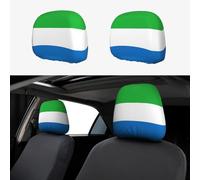 2pcs Car Seat Headrest Cover Sierra Leone Flag (1) Breathable Universal Stretch Elastic Car Head Rest Cover Protector 26 X 28 Cm/10.2 X 11 Inches