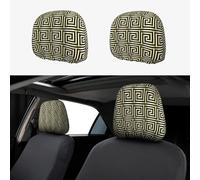 2pcs Car Seat Headrest Cover The Greek Letter Pattern Breathable Universal Stretch Elastic Car Head Rest Cover Protector 26 X 28 Cm/10.2 X 11 Inches