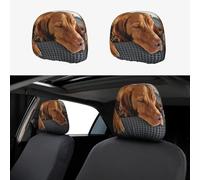 2pcs Car Seat Headrest Cover Vizsla Dog Breathable Universal Stretch Elastic Car Head Rest Cover Protector 26 X 28 Cm/10.2 X 11 Inches