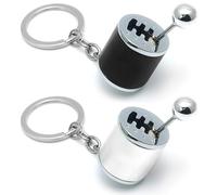 2pcs Car Shifter Keyring,Creative Auto Gear Shifter Model Keychain, Car Shifter Keyring, Man Keychain Gift Car Accessories Pendant(Black & Silver)