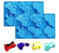 2PCS Car Silicone Moulds, 6 Cavities Vehicles Car Chocolate Mould, 3D Car Shaped Chocolate Molds, Nonstick Baking Bakeware Reusable Silicone Mold for Pastry, Dessert, Soap