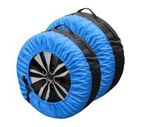 2Pcs Car Spare Tire Cover, Universal Wheel Tire Cover, Waterproof Dustproof Oxford Wheel Protector with Storage Bag with Reinforcement Stickers, Adjustable Car Spare Tire Protector 16-22 Inch (Blue)