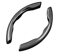 2Pcs Car Steering Wheel Cover for Se-at Ibiza Leon Cupra FR Arona Ateca Tarraco, Anti-Skid Segmented Steering Wheel Carbon Fiber Grip Covers Auto Accessories,A/Black