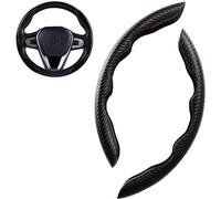 2Pcs Car Steering Wheel Cover for Sharan II (7N1 7N2) 2010-2019,Carbon Fiber Segmented Steering Wheel Protector Anti-Slip Breathable Grip Cove,Black