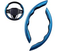 2Pcs Car Steering Wheel Cover for Vauxhall ADAM Hatchback (M13) 2012-2019,Carbon Fiber Segmented Steering Wheel Protector Anti-Slip Breathable Grip Cove,Blue