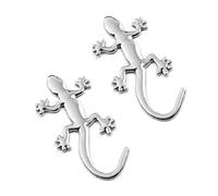 2PCS Car Sticker 3D Gecko Lizard Auto Badge Metal Car Decal Decorative Accessories -Silver