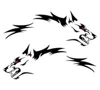 2Pcs Car Stickers Wolf Vinyl Decals for Car Truck(Black)