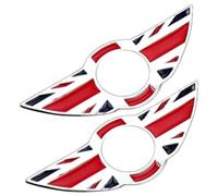 2Pcs Car Styling Insignia Emblem Wings Stickers Decoration Accessories For BMW Mini Cooper Door Lock Knobs (Colored rice flag style)