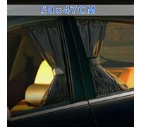 2Pcs Car Sun Shade Curtains for Side Windows, Black Polyester Mesh Cover with ABS Rails for Sun Glare and Heat Protection, Fits Most Vehicles 44-50cm Height