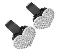 2pcs Car Vent Clip with Rhinestone Detail Air Freshener Heart Shaped | White Manganese Steel Design, Fits Air Vent Slats and Wardrobe Rail, Portable Use for Cabin Scent