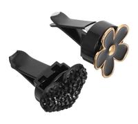 2pcs Car Vent Diffuser Clip Daisy Decorative Black Zinc Alloy | Cute Five-petal Flower with Rhinestone Heart, for Vehicle Air Vents, Daily Commuting, Pleasant Interior Scent
