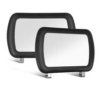2pcs Car Visor Makeup Mirror Clip on Sun Visor for Drivers | Glass and ABS Build, Black Finish, Portable between Vehicles, 2 Mirrors for Travel and Road Trips