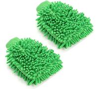 2Pcs Car Washing Gloves,Chenille Car Wash Mitt,Microfiber Glove,Cleaning Mitt,for Car Washing Household Cleaning (Green)