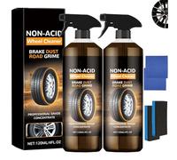 2PCS Car Wheel Cleaner,2025 New Powerful Wheel Cleaner Spray,Heavy Duty Rust Converter,Wheel & Tyre Cleaning Spray, Rim and Tire Cleaner with Sponge & Cloth,Removes Dirt and Enhances Shine