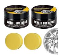 2PCS Car Wheel Scratch Repair Polish - 80g Hub Polishing Paste with Sponge, Car Alloy Wheel Scratch Repair Kit, Quick Scratch Repair Cream, Remove Scratches & Restores High-Gloss Finish for Cars