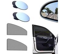 2pcs Car Window Shade Car Side Window Sun Shade Blocks UV Rays and Privacy Protect Camping Protection from Bugs, UV and Car Mosquito Net w/t 2 Blind Spot Mirrors (Front Side)