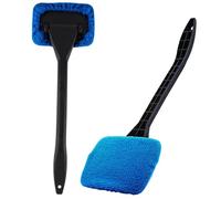2PCS Car Windshield Cleaning Brush with 180° Rotatable ABS Handle and Microfiber Cloth, 5x16 Inch Car Wash Brush for Windshield, Window, Glass Cleaning