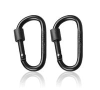 2Pcs Carabiner Clip Locking Carabiner, 7.8cm/3inch Black Aluminum Alloy D-Ring Carabiners Key Locking Key Chain Clip Hook for Camping, Hiking, Traveling, Fishing, Backpack Keychains Keyring Outdoor