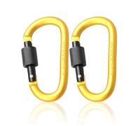 2Pcs Carabiner Clip Locking Carabiner, 7.8cm/3inch Gold Aluminum Alloy D-Ring Carabiners Key Locking Key Chain Clip Hook for Camping, Hiking, Traveling, Fishing, Backpack Keychains Keyring Outdoor